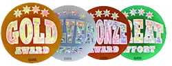 Gold, Silver and Bronze Medal Award Stickers